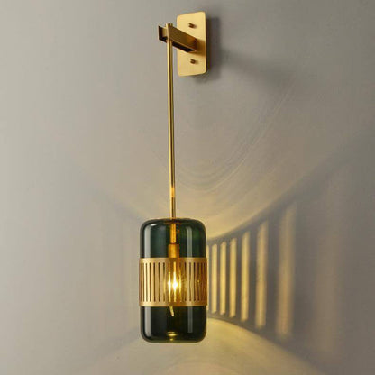 Contemporary Luxury Iron Glass Cylindrical 1-Light Wall Sconce Lamp for Bedroom & Living Room