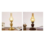 Vintage All Brass Wooden Glass Kerosene Lamp Design 1- Light Table Lamp Lumendat