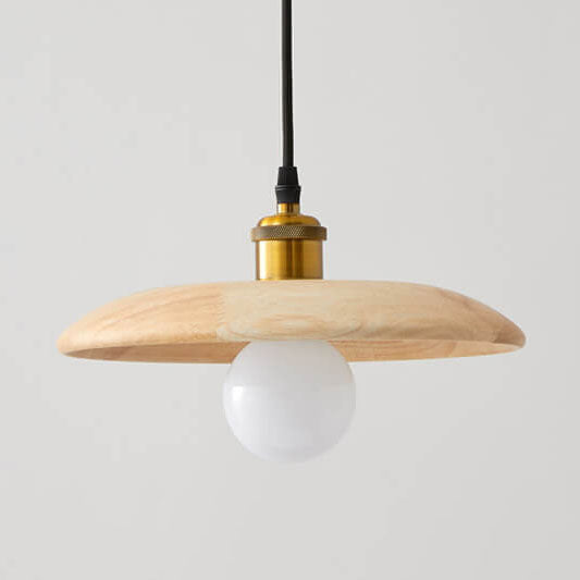 Nordic Modern Minimalist Solid Wood Disc 1-light Pendant Light