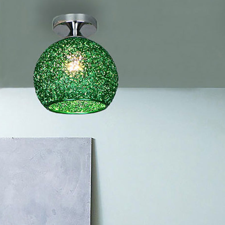 Contemporary Scandinavian Iron Aluminum Weaving Ball 1-light Semi-flush Mount Ceiling Light for Hallway