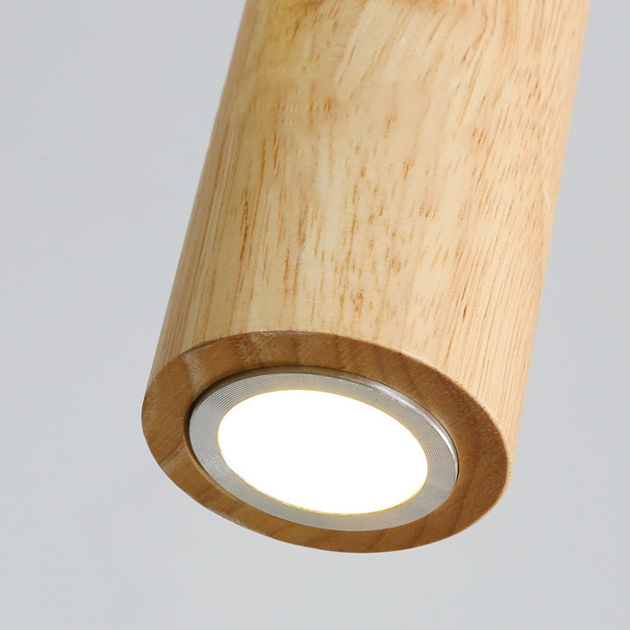 Modern Minimalist Rubberwood Cylinder Spotlight LED Pendant Light for Bedroom BulbSquare