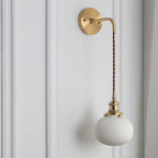 Japanese Retro Minimalist Cylinder Oval Brass Lucite 1-Light Wall Sconce Lamp