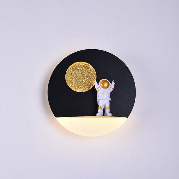 Lumendat Contemporary Creative Iron Resin Round Astronaut LED Wall Sconce Lamp For Bedroom Lumendat