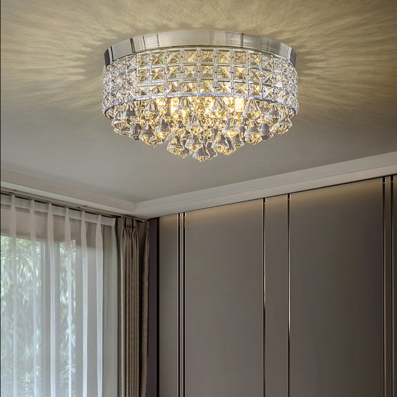 Modern Luxury Round Iron Crystal Beads 6/9-Light Flush Mount Ceiling Light For Living Room Lumendat