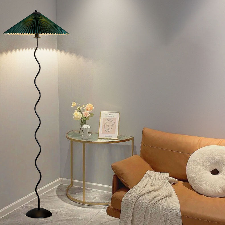 Vintage Fabric Pleated Shade 1-Light Standing Floor Lamp Lumendat