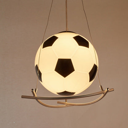 Cartoon Creative Soccer Glass Iron 1-light Kids Pendant Light