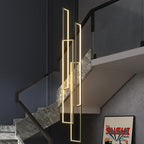 Modern Minimalist Iron Aluminum Silica Rectangular Square Ceiling Plate LED Chandelier for Stairway BulbSquare