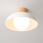 Modern Simple Wrought Iron Log Bowl-shaped 1-light Semi-flush Mount Ceiling Light BulbSquare