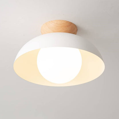 Modern Simple Wrought Iron Log Bowl-shaped 1-light Semi-flush Mount Ceiling Light