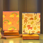 Lumendat Contemporary Creative Kids Rectangular Solid Wood Fabric LED Table Lamp For Bedroom Lumendat