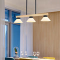 Nordic Solid Wood Cone Glass Shade 3/4 Light Island Light Chandelier BulbSquare
