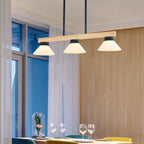 Nordic Solid Wood Cone Glass Shade 3/4 Light Island Light Chandelier BulbSquare