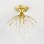Scandinavian Modern Round Iron Crystal 1-Light Semi-Flush Mount Ceiling Light Lumendat