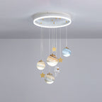 Lumendat Contemporary Scandinavian Space Planet Acrylic Glass Round Shade LED Kids Flush Mount Ceiling Light For Bedroom Lumendat