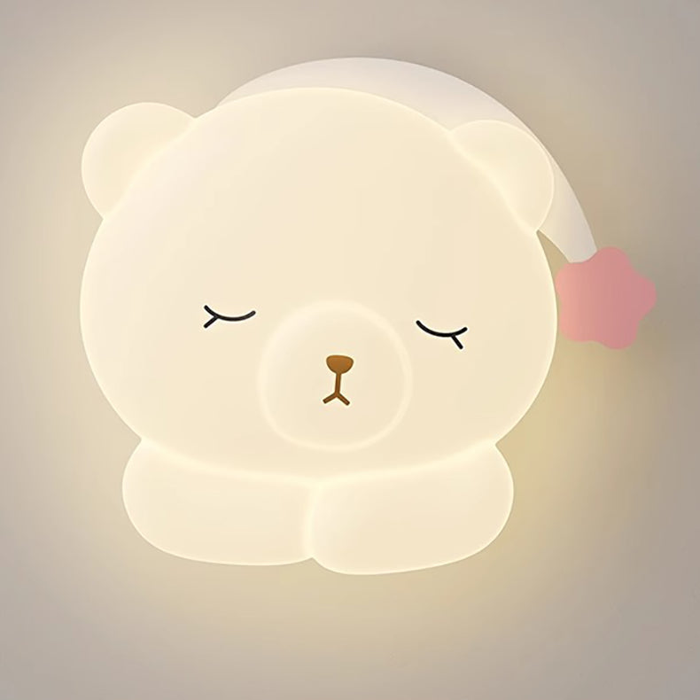 Lumendat Modern Art Deco Kids Iron PE Bear LED Flush Mount Ceiling Light For Bedroom Lumendat