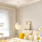 Contemporary Creative Resin Animal Rabbit Moon 1-light Kids Pendant Light for Living Room BulbSquare
