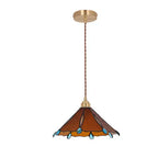 Vintage Tiffany Stained Glass Umbrella Shape 1-light Pendant Light BulbSquare