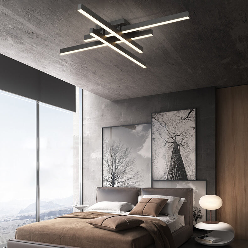 Industrial Aluminum Creative Geometric Line LED Flush Mount Light BulbSquare
