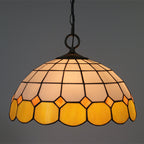 Tiffany Vintage Gemstone Stained Glass Dome 3-light Pendant Light BulbSquare