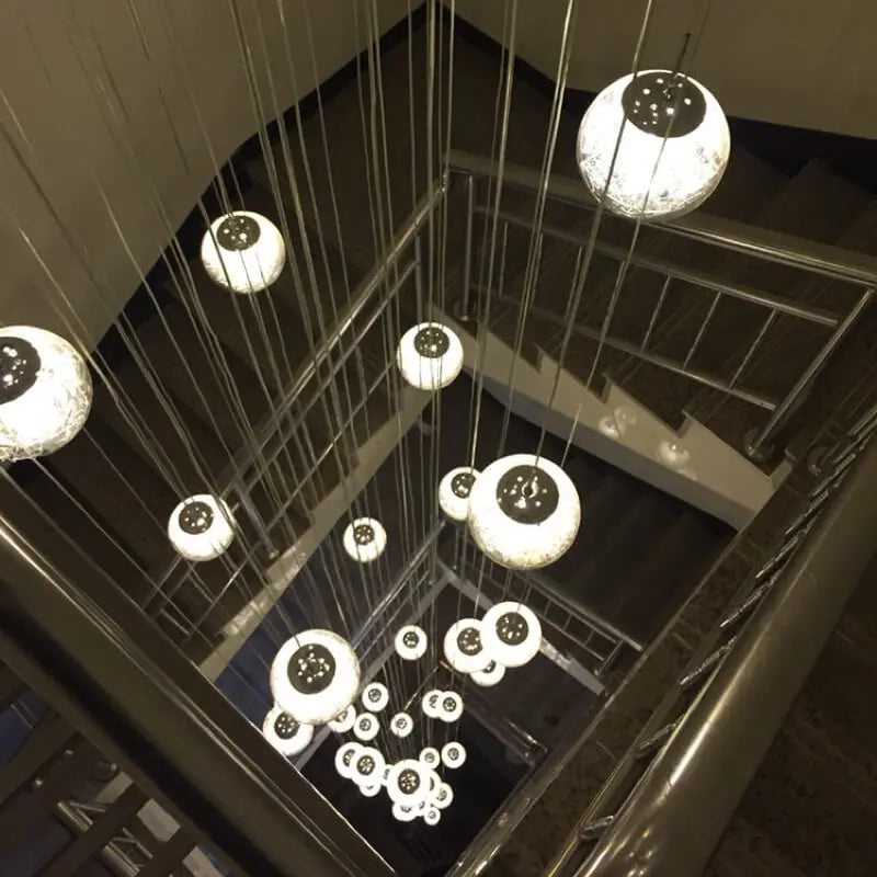 Modern Luxury Staircase Crystal Orb Ball Shade LED Loft Chandelier Lumendat