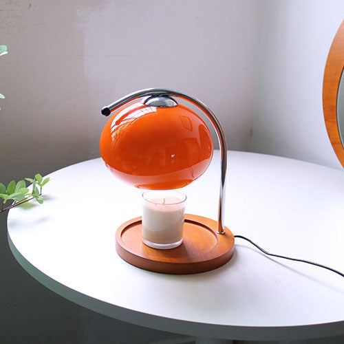 Vintage Glass Dome Solid Wood Base 1-Light Melting Wax Table Lamp Lumendat