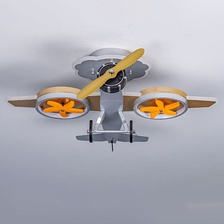 Creative Cartoon Airplane Iron Acrylic LED Kids Semi-Flush Mount Ceiling Light Lumendat