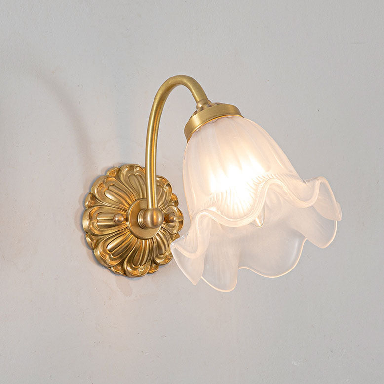 European Vintage Floral Copper Glass 1-Light Wall Sconce Lamp Lumendat