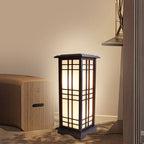 Traditional Chinese Rectangular Parchment Wood 1-Light Standing Floor Lamp For Entertainment Rooms Lumendat
