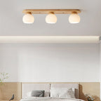 Japanese Vintage Striped Glass Wood Long Plate 2/3 Light Flush Mount Ceiling Light Lumendat