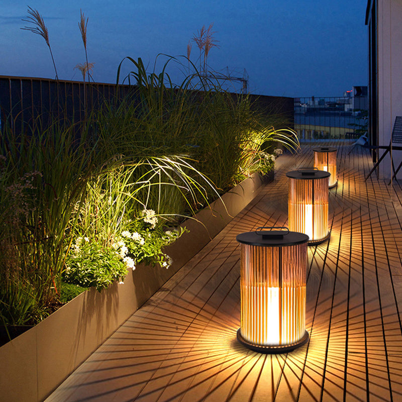 Modern Simplicity Cylinder Glass Steel 1-Light Landscape Light For Outdoor Patio Lumendat