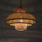 Japanese Vintage Triple Bamboo Weaving 1-light Pendant Light