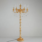 Traditional Luxury Golden Crystal Zinc Alloy Candle Holder 7-Light Standing Floor Lamp For Bedroom Lumendat