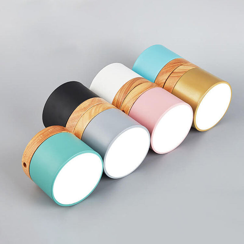 Scandinavian Macaroon Solid Color Log LED Flush Mount Ceiling Light BulbSquare