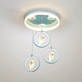 Modern Art Deco Round Astronaut Fairy Princess Acrylic Iron LED Flush Mount Ceiling Light for Bedroom