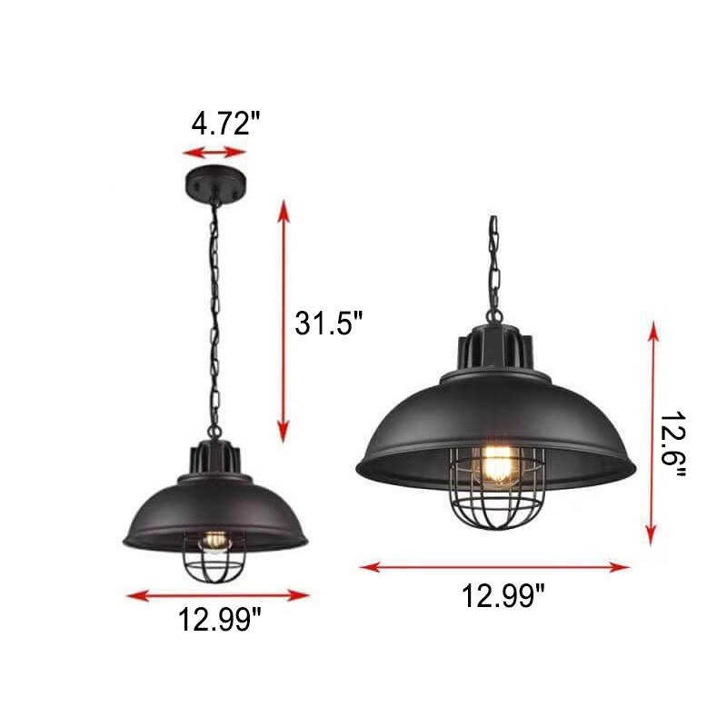 Vintage Industrial Iron Pot Lid Dome 1-light Pendant Light BulbSquare