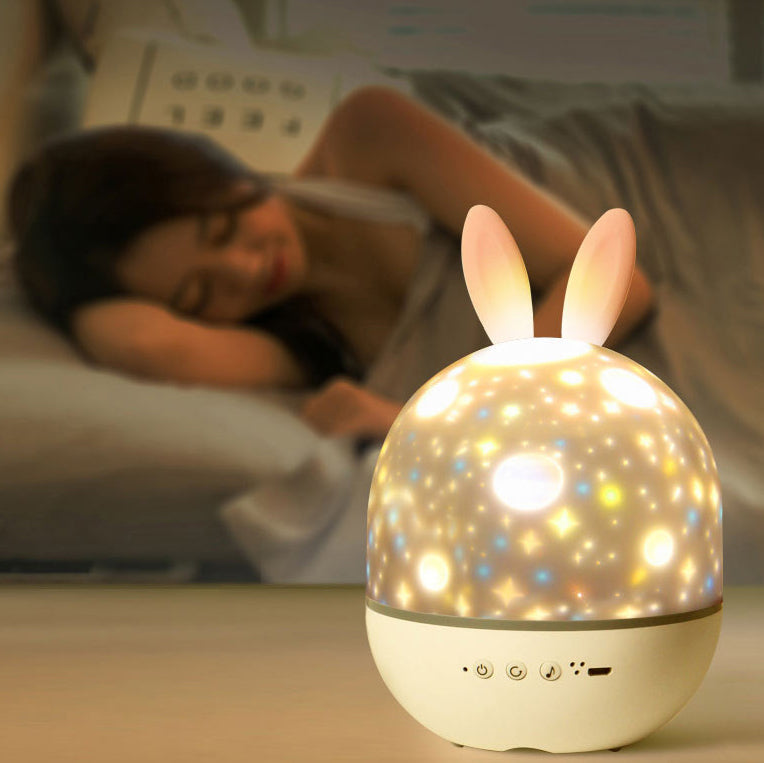Lumendat Contemporary Creative Kids Projectable Round Rabbit Deer ABS LED Table Lamp For Bedroom Lumendat