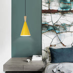 Contemporary Scandinavian Cone Round Aluminum 1-light Pendant Light for Bedroom BulbSquare