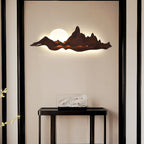 Modern Art Deco Round Mountain Shaped Wood Acrylic LED Wall Sconce Lamp For Living Room Lumendat