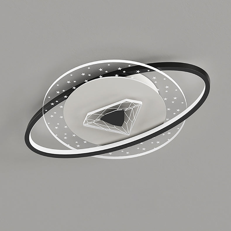 Lumendat Contemporary Creative Kids Round Circle Diamond Iron Acrylic LED Flush Mount Ceiling Light For Bedroom Lumendat