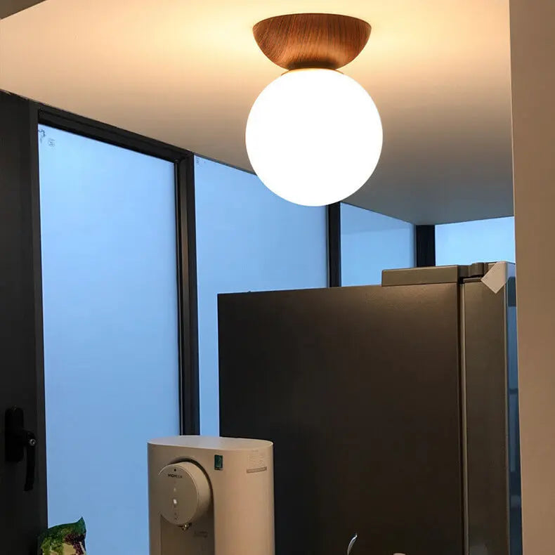 Modern Minimalist Glass Iron Orb 1-light Semi-flush Mount Light/pendant Light for Living Room Lumendat