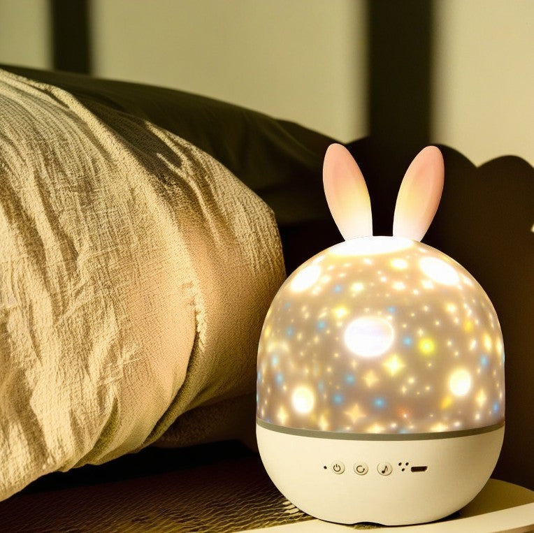 Lumendat Contemporary Creative Kids Projectable Round Rabbit Deer ABS LED Table Lamp For Bedroom Lumendat