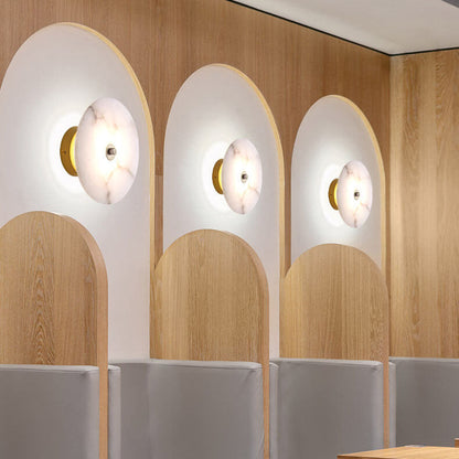 Modern Luxury Round Marble Iron LED Wall Sconce Lamp