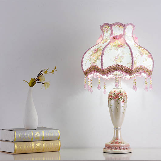 European Romantic Fabric Tassel 1-Light Table Lamp Lumendat