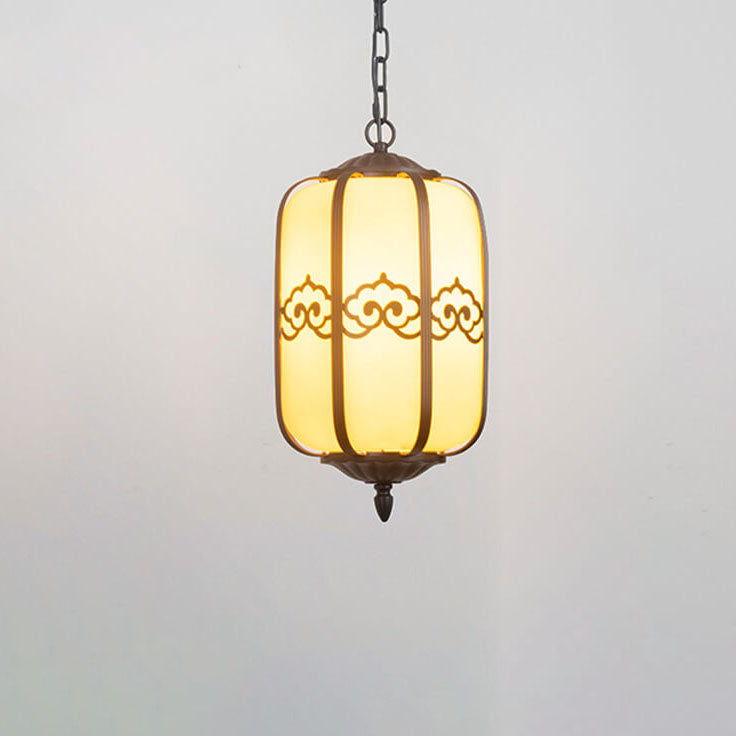 Modern Chinese Marble Lantern Outdoor Waterproof 1-Light Pendant Light