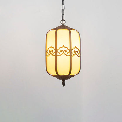Modern Chinese Marble Lantern Outdoor Waterproof 1-Light Pendant Light