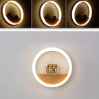 Creative Solid Wood Acrylic Storage Decoration Round LED Wall Sconce Lamp Lumendat