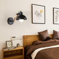 Modern Nordic Iron Semicircle Adjustable Wooden Lamp Arm 1-Light Wall Sconce Lamp Lumendat