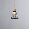 Japanese Vintage Brass Stained Glass Cone 1-light Pendant Light BulbSquare
