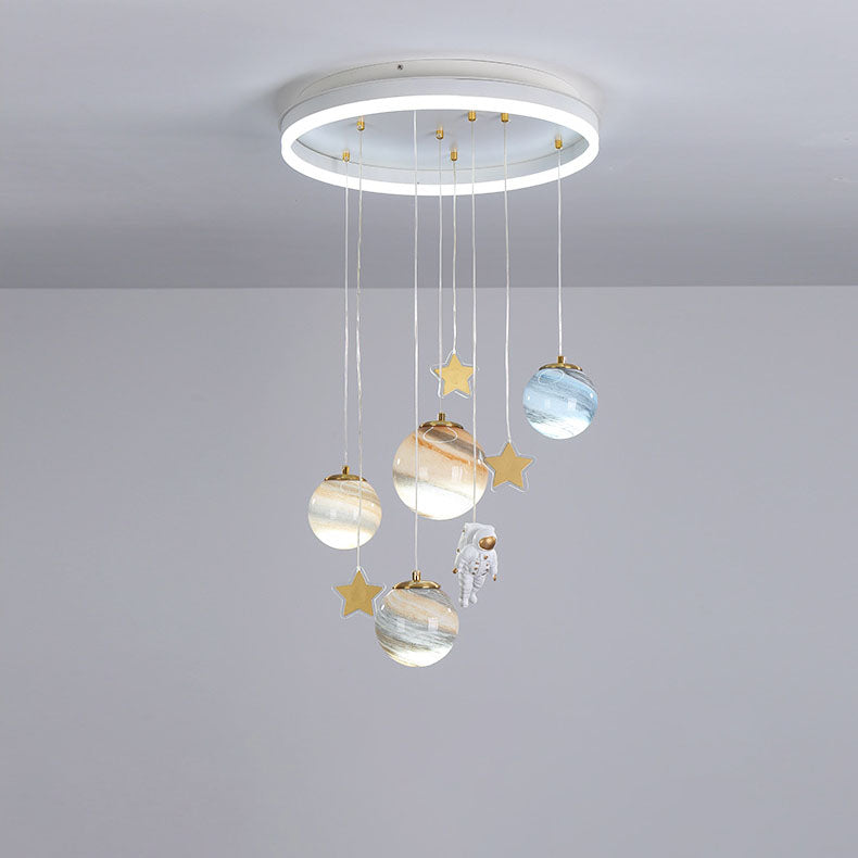 Lumendat Contemporary Creative Aluminum Round Shade Acrylic Glass Ball LED Kid's Flush Mount Ceiling Light For Bedroom Lumendat