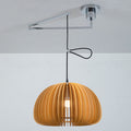 Japanese Minimalist Wooden Pumpkin Swing Arm 1-light Pendant Light BulbSquare